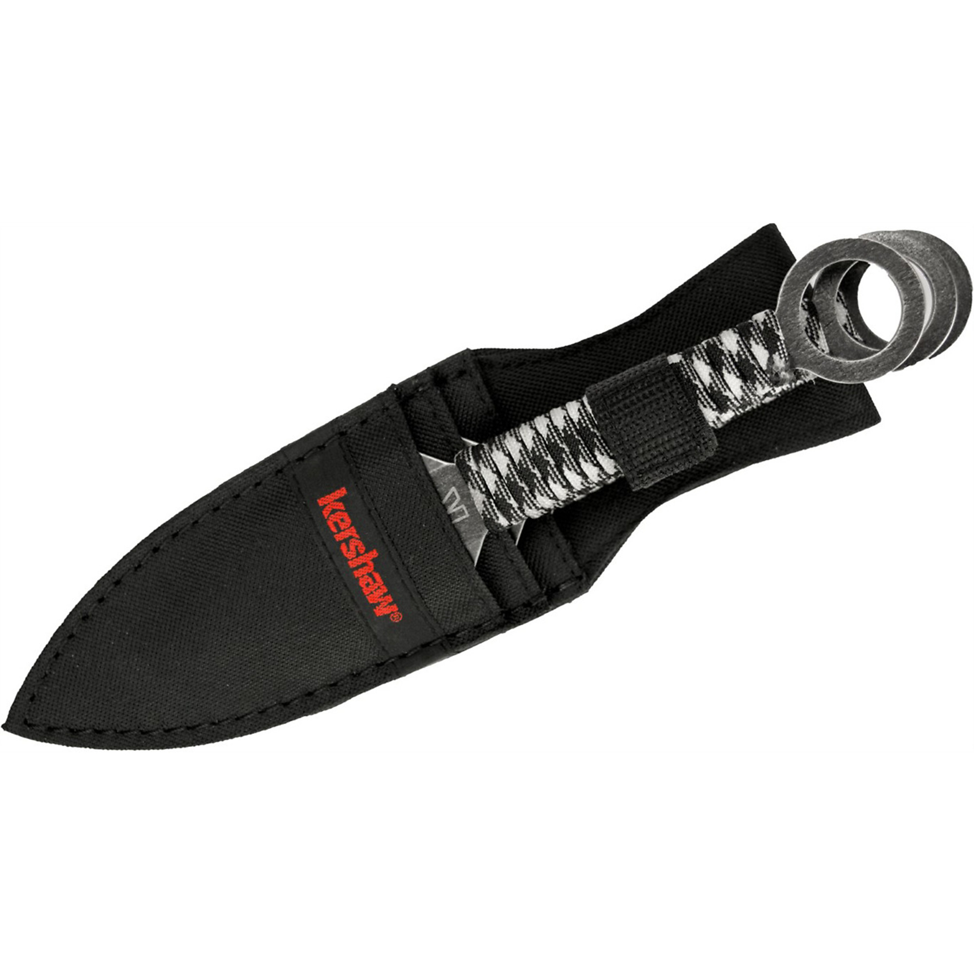 Kershaw Ion Spear Point Fixed Blade Throwing Knives Set — 4.5in. Blade, 9in. Overall, BlackWash Finish, Nylon Sheath, 3 Pcs, Model# KER1747BWX